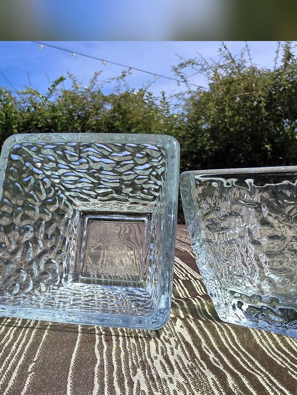 Disaronno Italian Amaretto Textured Glass Bar Snack Bowls Set of 2